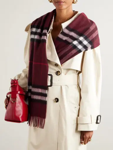Burberry Fringed Checked Cashmere Scarf | Thumbnail 2 Burberry Fringed Checked Cashmere Scarf | Thumbnail 2