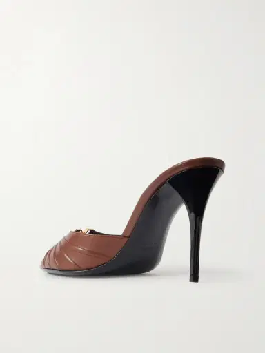 Saint Laurent Babylone Embellished Gathered Leather Mules | Thumbnail 3 Saint Laurent Babylone Embellished Gathered Leather Mules | Thumbnail 3