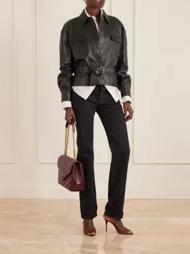 Saint Laurent Babylone Embellished Gathered Leather Mules | Thumbnail 4 Saint Laurent Babylone Embellished Gathered Leather Mules | Thumbnail 4