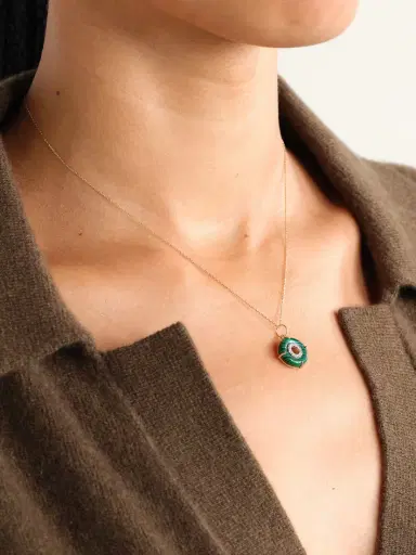Mateo Donut 14-karat Gold, Malachite And Diamond Necklace | Thumbnail 2 Mateo Donut 14-karat Gold, Malachite And Diamond Necklace | Thumbnail 2