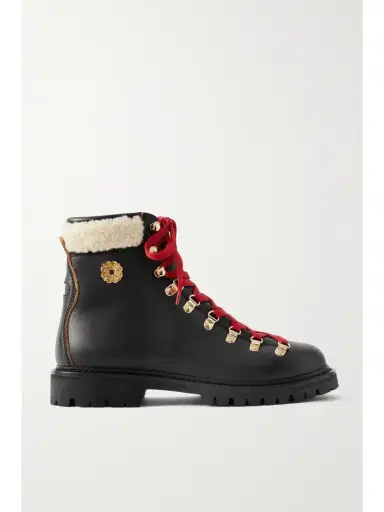 BALLY Shearling-trimmed Leather Ankle Boots | Thumbnail 1 BALLY Shearling-trimmed Leather Ankle Boots | Thumbnail 1
