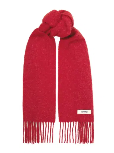 Jacquemus Fringed Appliquéd Brushed Knitted Scarf | Thumbnail 1 Jacquemus Fringed Appliquéd Brushed Knitted Scarf | Thumbnail 1