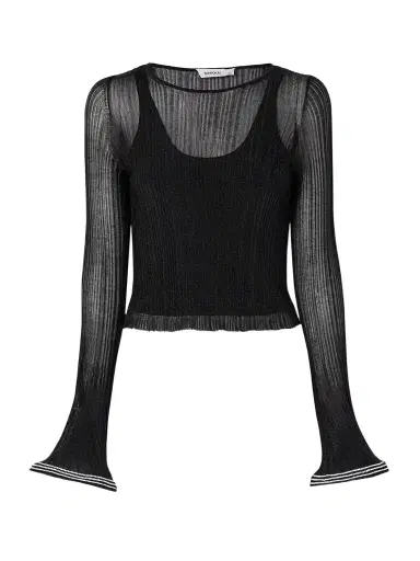 Simkhai Maebry Crystal-embellished Metallic Ribbed-knit Top | Thumbnail 1 Simkhai Maebry Crystal-embellished Metallic Ribbed-knit Top | Thumbnail 1