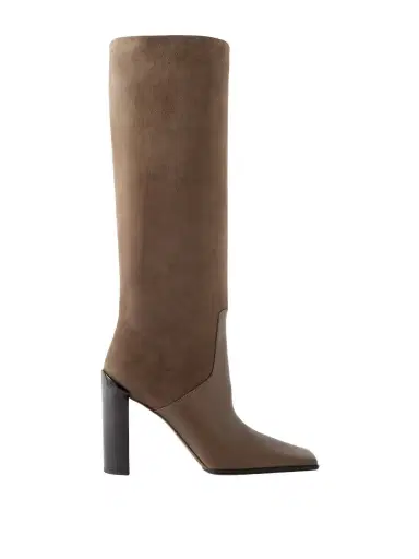 Alaïa Leather And Nubuck Knee Boots | Thumbnail 1 Alaïa Leather And Nubuck Knee Boots | Thumbnail 1
