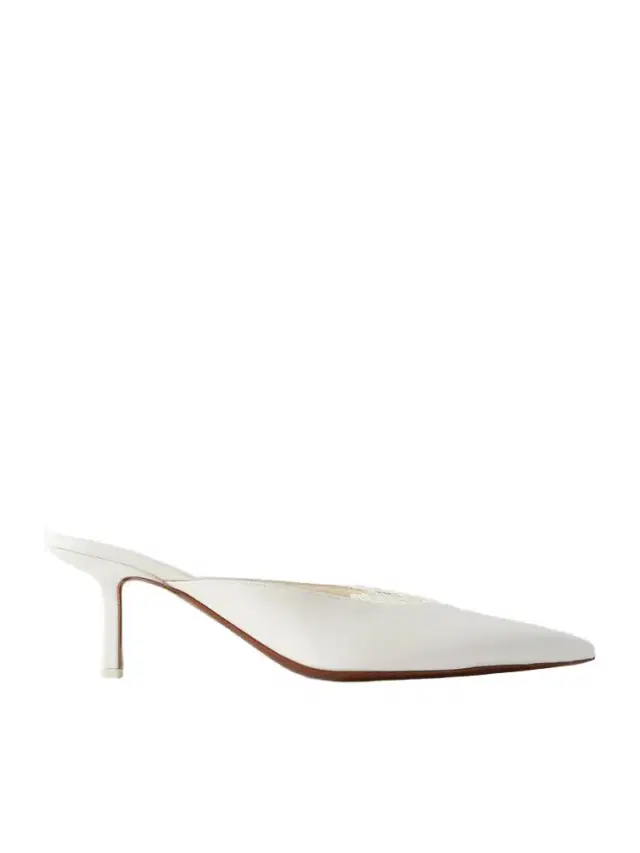 Matar Lace-trimmed Crepe Mules Matar Lace-trimmed Crepe Mules