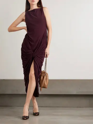 Loewe Twisted Gathered Jersey Midi Dress | Thumbnail 2 Loewe Twisted Gathered Jersey Midi Dress | Thumbnail 2