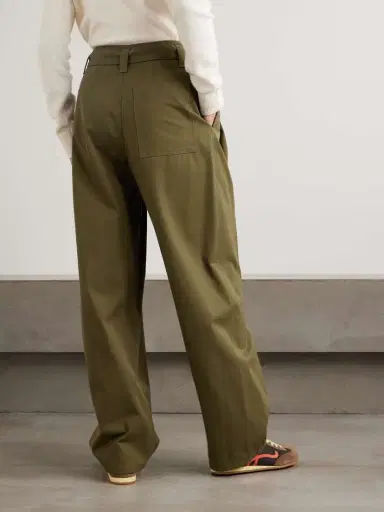 Loewe Belted Leather-trimmed Pleated Cotton And Silk-blend Pants | Thumbnail 4 Loewe Belted Leather-trimmed Pleated Cotton And Silk-blend Pants | Thumbnail 4