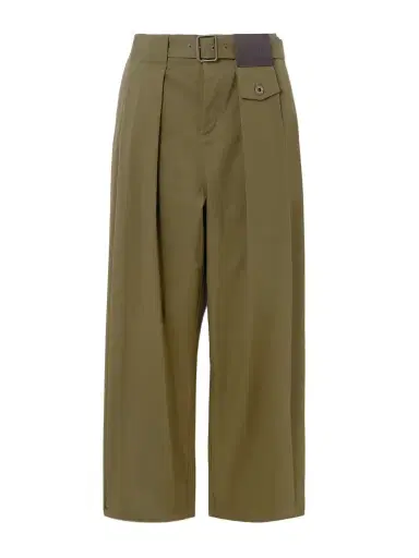 Loewe Belted Leather-trimmed Pleated Cotton And Silk-blend Pants | Thumbnail 1 Loewe Belted Leather-trimmed Pleated Cotton And Silk-blend Pants | Thumbnail 1