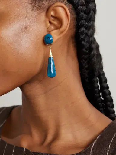 Dinosaur Designs Dew Drop Medium Gold-tone And Resin Earrings | Thumbnail 2 Dinosaur Designs Dew Drop Medium Gold-tone And Resin Earrings | Thumbnail 2