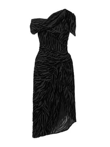 Isabel Marant Cyane Asymmetric Gathered Devoré-velvet Dress | Thumbnail 1 Isabel Marant Cyane Asymmetric Gathered Devoré-velvet Dress | Thumbnail 1