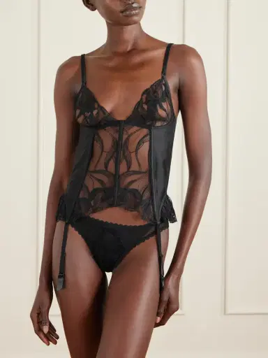 Kiki de Montparnasse Merry Widow Embroidered Tulle-paneled Stretch-silk Corset | Thumbnail 2 Kiki de Montparnasse Merry Widow Embroidered Tulle-paneled Stretch-silk Corset | Thumbnail 2