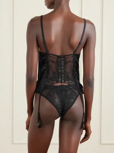 Kiki de Montparnasse Merry Widow Embroidered Tulle-paneled Stretch-silk Corset | Thumbnail 3 Kiki de Montparnasse Merry Widow Embroidered Tulle-paneled Stretch-silk Corset | Thumbnail 3