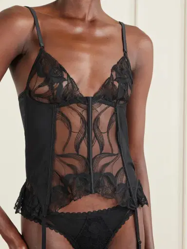 Kiki de Montparnasse Merry Widow Embroidered Tulle-paneled Stretch-silk Corset | Thumbnail 4 Kiki de Montparnasse Merry Widow Embroidered Tulle-paneled Stretch-silk Corset | Thumbnail 4