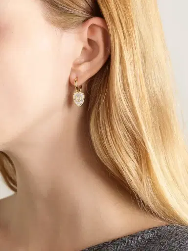 Foundrae Protection 18-karat Gold Diamond Single Hoop Earring | Thumbnail 2 Foundrae Protection 18-karat Gold Diamond Single Hoop Earring | Thumbnail 2