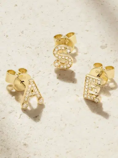 Sophie Bille Brahe Petite Letter 18-karat Recycled Gold Diamond Single Earring | Thumbnail 4 Sophie Bille Brahe Petite Letter 18-karat Recycled Gold Diamond Single Earring | Thumbnail 4