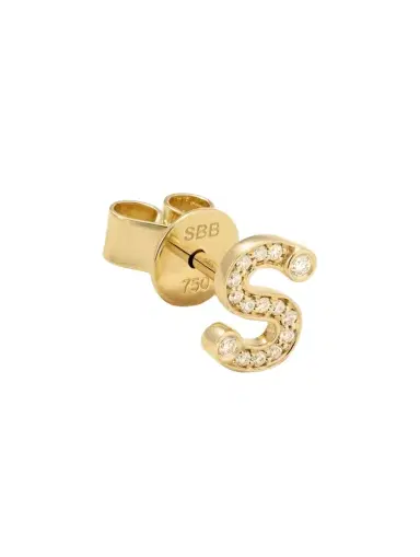 Sophie Bille Brahe Petite Letter 18-karat Recycled Gold Diamond Single Earring | Thumbnail 1 Sophie Bille Brahe Petite Letter 18-karat Recycled Gold Diamond Single Earring | Thumbnail 1