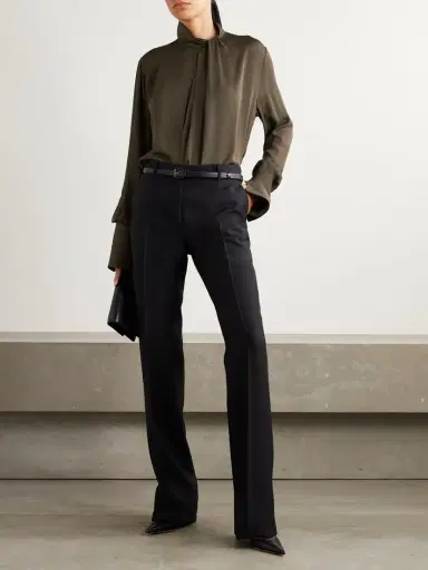 Tom Ford Cutout Draped Pleated Silk-georgette Blouse | Thumbnail 2 Tom Ford Cutout Draped Pleated Silk-georgette Blouse | Thumbnail 2