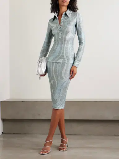 PUCCI Printed Metallic Jersey Polo Shirt | Thumbnail 2 PUCCI Printed Metallic Jersey Polo Shirt | Thumbnail 2