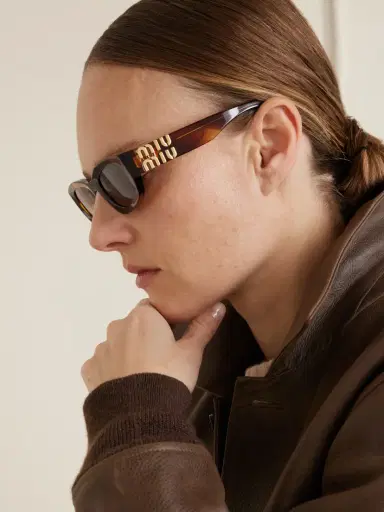 Miu Miu Eyewear Glimpse Cat-eye Tortoiseshell Acetate Sunglasses | Thumbnail 5 Miu Miu Eyewear Glimpse Cat-eye Tortoiseshell Acetate Sunglasses | Thumbnail 5