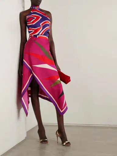 PUCCI Asymmetric Printed Silk-twill Maxi Skirt | Thumbnail 2 PUCCI Asymmetric Printed Silk-twill Maxi Skirt | Thumbnail 2