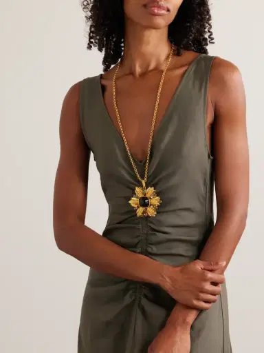 Sonia Petroff Lily Gold-plated, Enamel And Swarovski Crystal Necklace | Thumbnail 2 Sonia Petroff Lily Gold-plated, Enamel And Swarovski Crystal Necklace | Thumbnail 2
