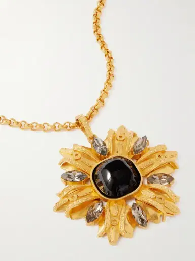 Sonia Petroff Lily Gold-plated, Enamel And Swarovski Crystal Necklace | Thumbnail 4 Sonia Petroff Lily Gold-plated, Enamel And Swarovski Crystal Necklace | Thumbnail 4