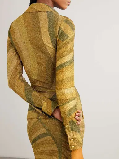 PUCCI Printed Metallic Jersey Polo Shirt | Thumbnail 3 PUCCI Printed Metallic Jersey Polo Shirt | Thumbnail 3