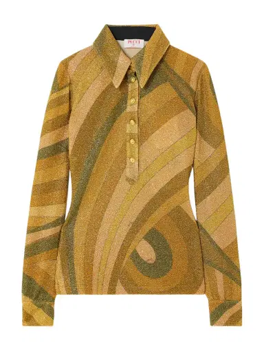 PUCCI Printed Metallic Jersey Polo Shirt | Thumbnail 1 PUCCI Printed Metallic Jersey Polo Shirt | Thumbnail 1