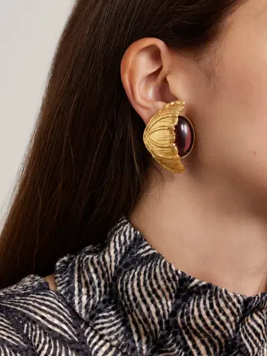 Sonia Petroff Retro Flower Gold-plated Crystal Clip Earrings | Thumbnail 2 Sonia Petroff Retro Flower Gold-plated Crystal Clip Earrings | Thumbnail 2
