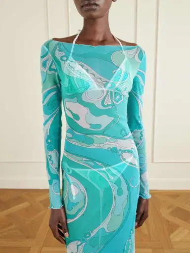 PUCCI Ruffled Printed Tulle Maxi Dress | Thumbnail 3 PUCCI Ruffled Printed Tulle Maxi Dress | Thumbnail 3