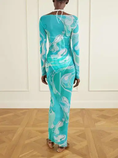 PUCCI Ruffled Printed Tulle Maxi Dress | Thumbnail 4 PUCCI Ruffled Printed Tulle Maxi Dress | Thumbnail 4