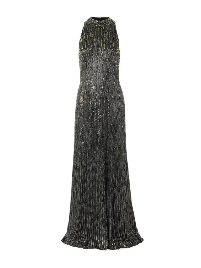 Benue Crystal-embellished Sequined Silk-crepe Gown Benue Crystal-embellished Sequined Silk-crepe Gown