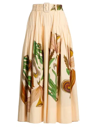 Ulla Johnson Women's Anna Zemankova Filigree Belted Midi-Skirt | Thumbnail 1 Ulla Johnson Women's Anna Zemankova Filigree Belted Midi-Skirt | Thumbnail 1