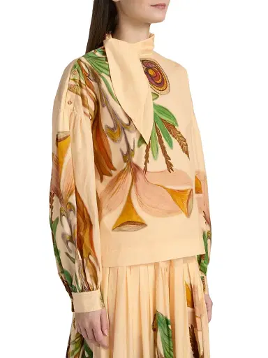 Ulla Johnson Women's Anna Zemankova Printed Cotton Blouse - Inner Nature - Size 10 | Thumbnail 4 Ulla Johnson Women's Anna Zemankova Printed Cotton Blouse - Inner Nature - Size 10 | Thumbnail 4