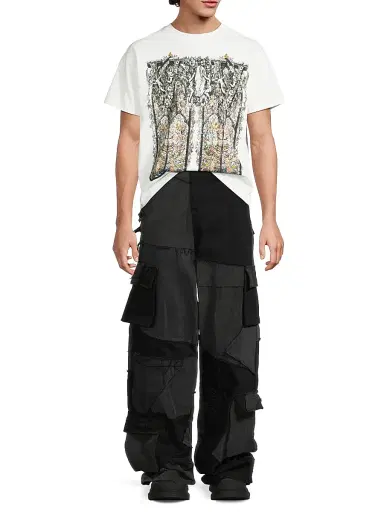 Who Decides War Men's Destroyed Paneled Cargo Pants - Coal - Size 40 | Thumbnail 2 Who Decides War Men's Destroyed Paneled Cargo Pants - Coal - Size 40 | Thumbnail 2