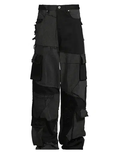 Who Decides War Men's Destroyed Paneled Cargo Pants - Coal - Size 40 | Thumbnail 1 Who Decides War Men's Destroyed Paneled Cargo Pants - Coal - Size 40 | Thumbnail 1