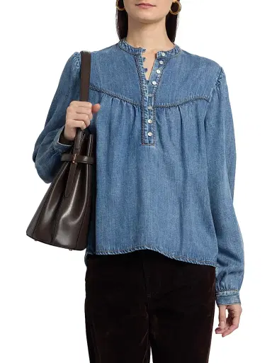 Rails Women's Sunna Puff Sleeve Denim Top - Blue Stone | Thumbnail 3 Rails Women's Sunna Puff Sleeve Denim Top - Blue Stone | Thumbnail 3
