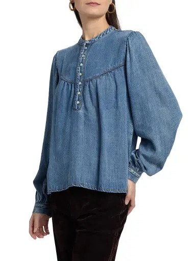 Rails Women's Sunna Puff Sleeve Denim Top - Blue Stone | Thumbnail 4 Rails Women's Sunna Puff Sleeve Denim Top - Blue Stone | Thumbnail 4