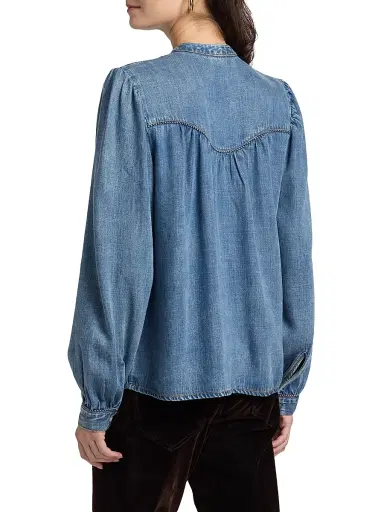 Rails Women's Sunna Puff Sleeve Denim Top - Blue Stone | Thumbnail 5 Rails Women's Sunna Puff Sleeve Denim Top - Blue Stone | Thumbnail 5