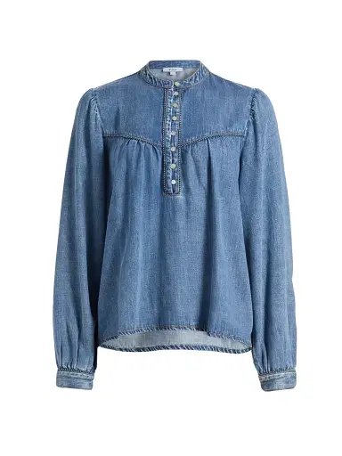 Rails Women's Sunna Puff Sleeve Denim Top - Blue Stone | Thumbnail 1 Rails Women's Sunna Puff Sleeve Denim Top - Blue Stone | Thumbnail 1
