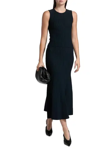Adam Lippes Women's Lyra Rib-Knit Jacquard Maxi Skirt - Navy | Thumbnail 2 Adam Lippes Women's Lyra Rib-Knit Jacquard Maxi Skirt - Navy | Thumbnail 2