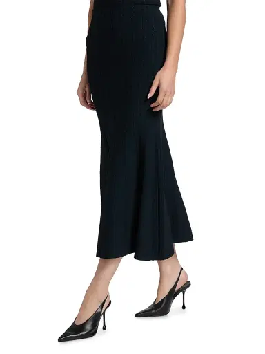 Adam Lippes Women's Lyra Rib-Knit Jacquard Maxi Skirt - Navy | Thumbnail 4 Adam Lippes Women's Lyra Rib-Knit Jacquard Maxi Skirt - Navy | Thumbnail 4