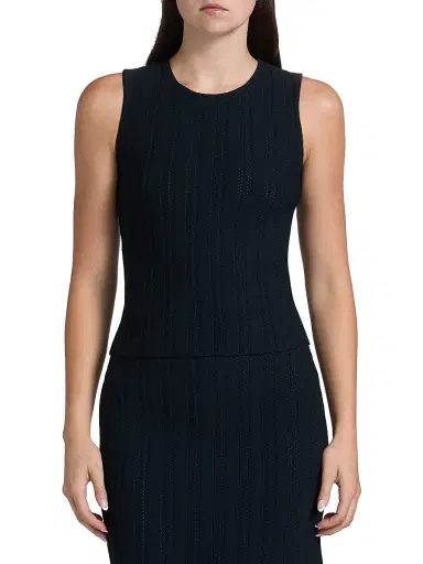 Adam Lippes Women's Brynn Jacquard Sleeveless Top - Navy | Thumbnail 3 Adam Lippes Women's Brynn Jacquard Sleeveless Top - Navy | Thumbnail 3
