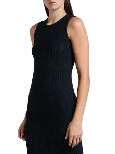 Adam Lippes Women's Brynn Jacquard Sleeveless Top - Navy | Thumbnail 4 Adam Lippes Women's Brynn Jacquard Sleeveless Top - Navy | Thumbnail 4