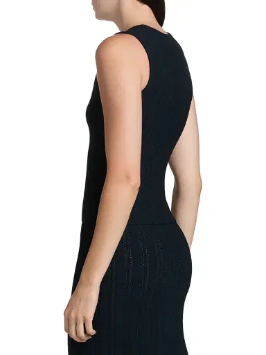 Adam Lippes Women's Brynn Jacquard Sleeveless Top - Navy | Thumbnail 5 Adam Lippes Women's Brynn Jacquard Sleeveless Top - Navy | Thumbnail 5