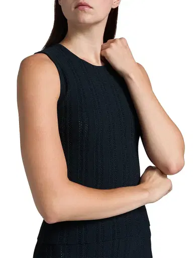 Adam Lippes Women's Brynn Jacquard Sleeveless Top - Navy | Thumbnail 6 Adam Lippes Women's Brynn Jacquard Sleeveless Top - Navy | Thumbnail 6