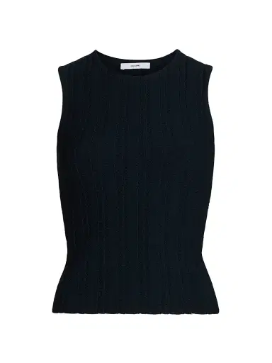 Adam Lippes Women's Brynn Jacquard Sleeveless Top - Navy | Thumbnail 1 Adam Lippes Women's Brynn Jacquard Sleeveless Top - Navy | Thumbnail 1