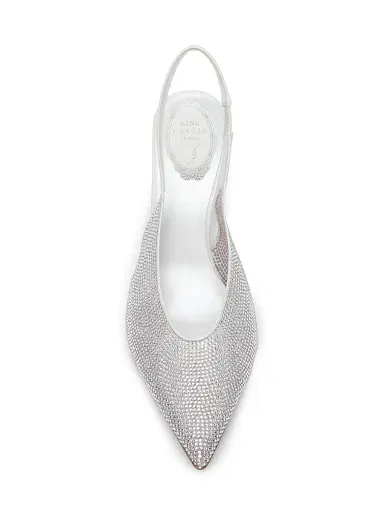 René Caovilla Women's 80MM Embellished Slingback Pumps - Net Tulle Crystal Strass | Thumbnail 4 René Caovilla Women's 80MM Embellished Slingback Pumps - Net Tulle Crystal Strass | Thumbnail 4