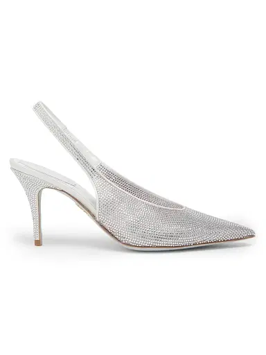 René Caovilla Women's 80MM Embellished Slingback Pumps - Net Tulle Crystal Strass | Thumbnail 1 René Caovilla Women's 80MM Embellished Slingback Pumps - Net Tulle Crystal Strass | Thumbnail 1
