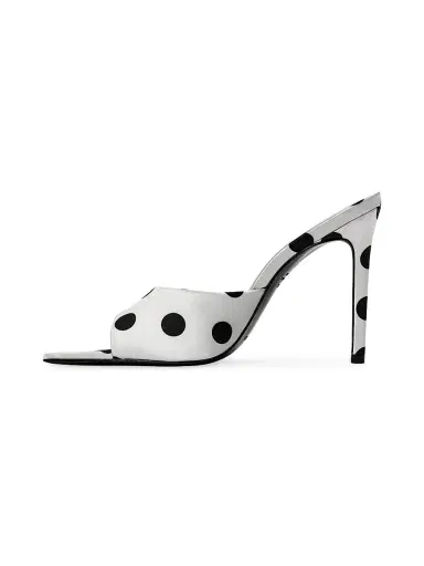 Black Suede Studio Women's Bella 100MM Polka Dot Mule Heels | Thumbnail 4 Black Suede Studio Women's Bella 100MM Polka Dot Mule Heels | Thumbnail 4